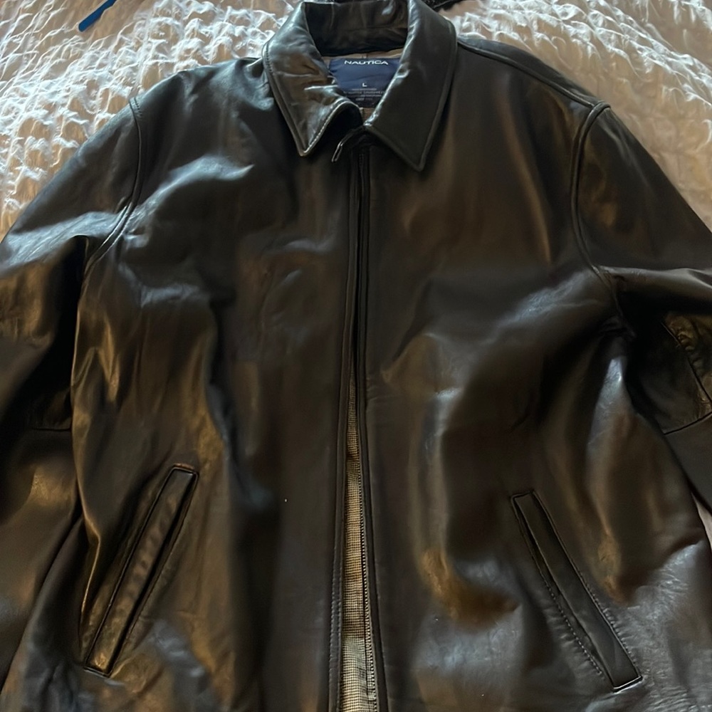 Nautica leather Jacket. Size Large